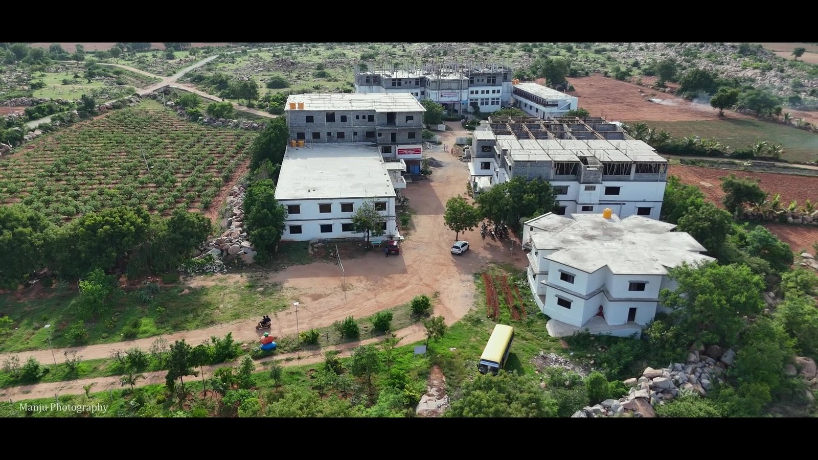 Drone aerial view of campus from a different angle